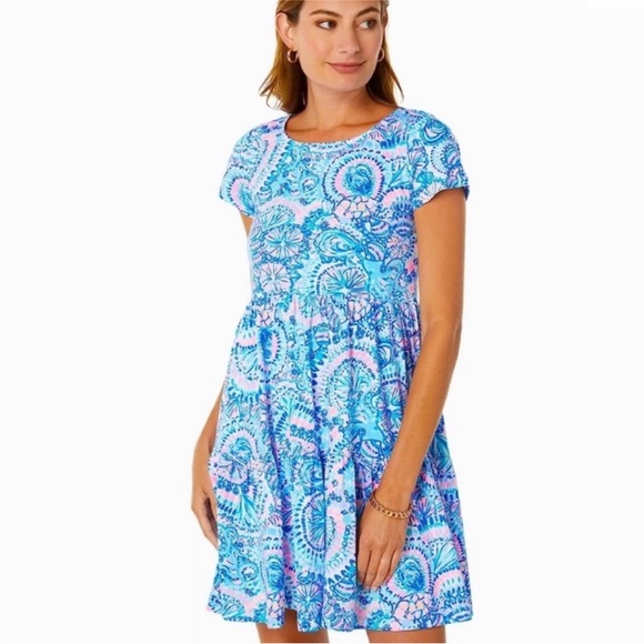 Lilly Pulitzer Dresses & Skirts - Lilly Pulitzer GEANNA SWING DRESS IN BLUE GROTTO COMMOTION IN THE OCEAN Small